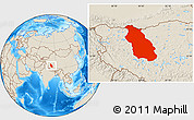 Shaded Relief Location Map of Gerze