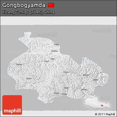 Gray 3D Map of Gongbogyamda, single color outside