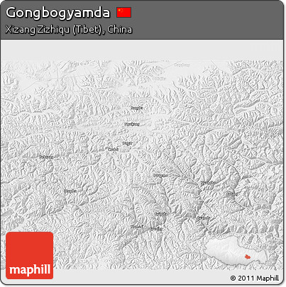 Physical 3D Map of Gongbogyamda, lighten