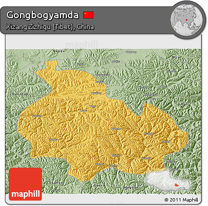 Savanna Style 3D Map of Gongbogyamda