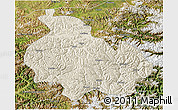 Shaded Relief 3D Map of Gongbogyamda, satellite outside