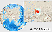 Shaded Relief Location Map of Gongbogyamda