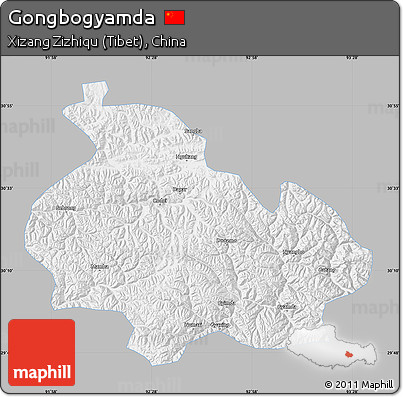 Gray Map of Gongbogyamda, single color outside