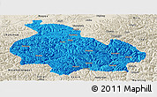 Political Panoramic Map of Gongbogyamda, shaded relief outside
