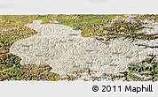 Shaded Relief Panoramic Map of Gongbogyamda, satellite outside