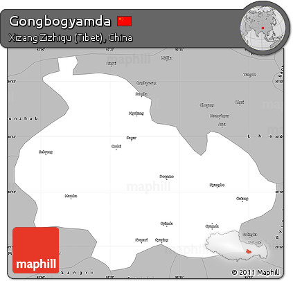 Gray Simple Map of Gongbogyamda