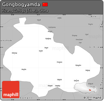 Gray Simple Map of Gongbogyamda