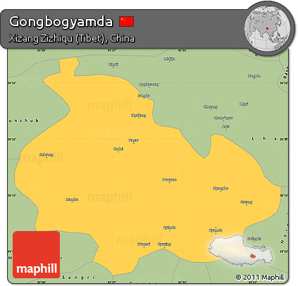 Savanna Style Simple Map of Gongbogyamda