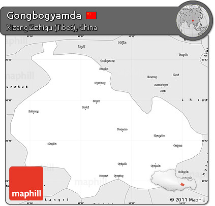 Silver Style Simple Map of Gongbogyamda