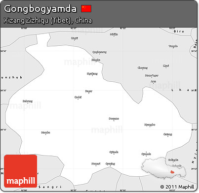 Silver Style Simple Map of Gongbogyamda