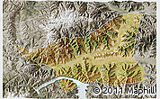 Satellite 3D Map of Gonggar, semi-desaturated