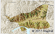 Satellite 3D Map of Gonggar, shaded relief outside