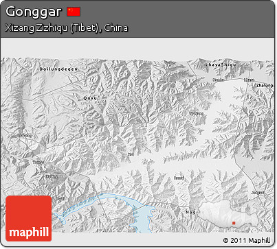 Silver Style 3D Map of Gonggar