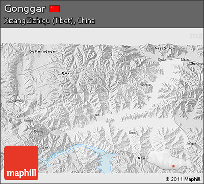 Silver Style 3D Map of Gonggar