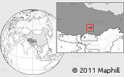 Blank Location Map of Gonggar, highlighted country, highlighted parent region