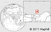 Blank Location Map of Gonggar, highlighted country