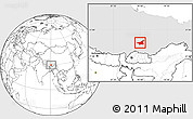 Blank Location Map of Gonggar, highlighted parent region