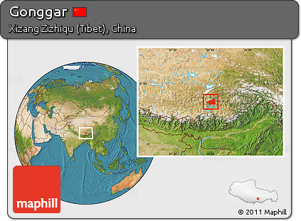 Satellite Location Map of Gonggar