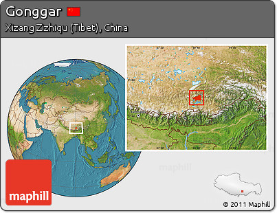 Satellite Location Map of Gonggar