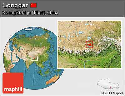 Satellite Location Map of Gonggar