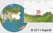 Satellite Location Map of Gonggar, highlighted country