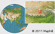 Satellite Location Map of Gonggar