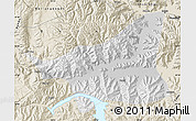 Physical Map of Gonggar, shaded relief outside