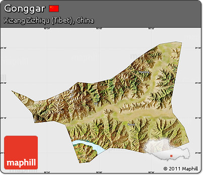 Satellite Map of Gonggar, single color outside