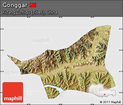 Satellite Map of Gonggar, single color outside