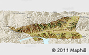 Satellite Panoramic Map of Gonggar, shaded relief outside
