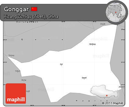 Gray Simple Map of Gonggar