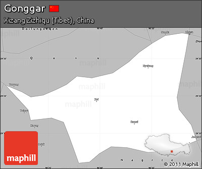 Gray Simple Map of Gonggar
