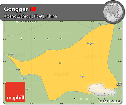Savanna Style Simple Map of Gonggar