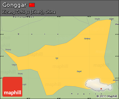 Savanna Style Simple Map of Gonggar