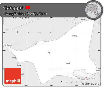 Silver Style Simple Map of Gonggar