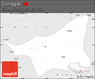 Silver Style Simple Map of Gonggar