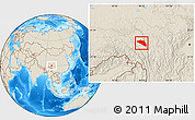 Shaded Relief Location Map of Gonjo
