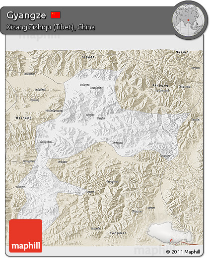 Classic Style 3D Map of Gyangze