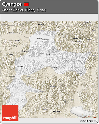 Classic Style 3D Map of Gyangze