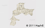 Shaded Relief 3D Map of Gyangze, cropped outside