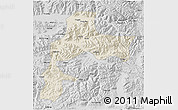 Shaded Relief 3D Map of Gyangze, desaturated