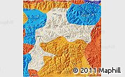 Shaded Relief 3D Map of Gyangze, political outside
