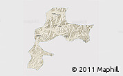 Shaded Relief 3D Map of Gyangze, single color outside