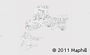 Silver Style 3D Map of Gyangze, single color outside