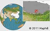 Satellite Location Map of Gyangze, highlighted country, highlighted parent region