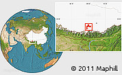 Satellite Location Map of Gyangze, highlighted country
