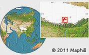 Satellite Location Map of Gyangze, highlighted parent region