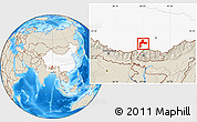 Shaded Relief Location Map of Gyangze, highlighted country