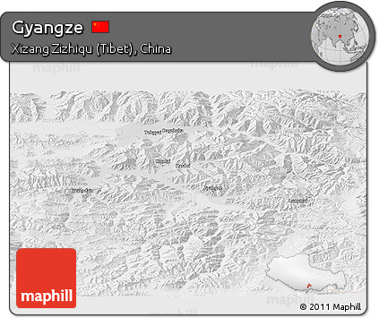 Physical Panoramic Map of Gyangze, lighten