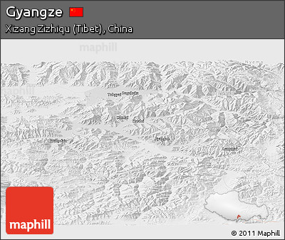 Physical Panoramic Map of Gyangze, lighten
